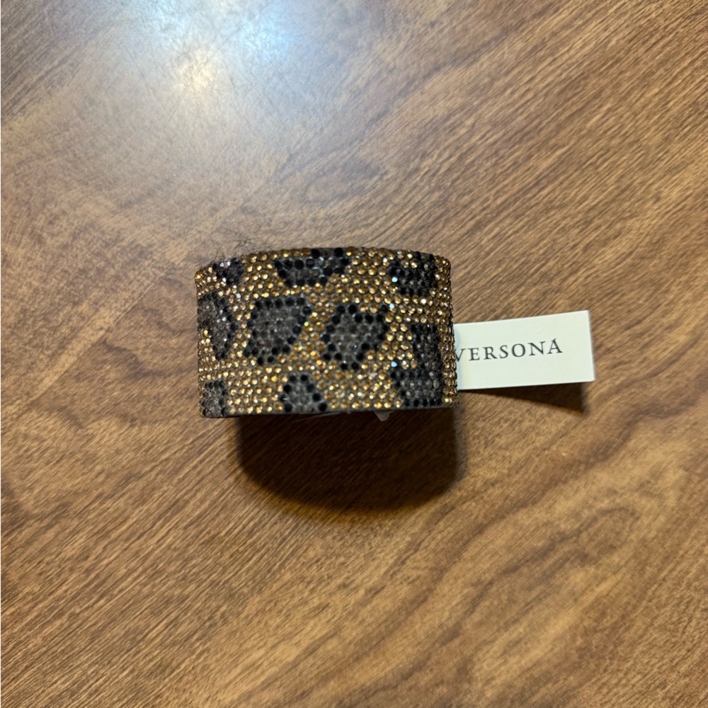 Versona Black and Gold Belt with Chic Leopard Print